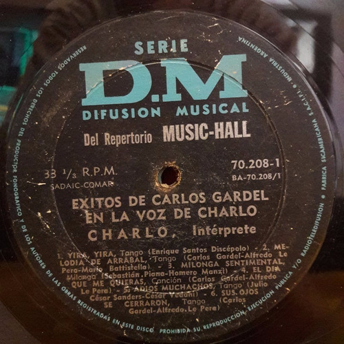 Sin Tapa Disco Carlos Gardel En La Voz De Charlo T1