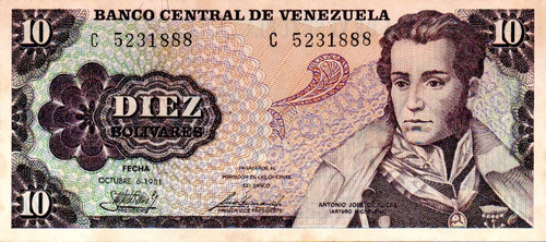 Billete 10 Bolívares 6 De Octubre 1981 Serial C7 Conmemorati