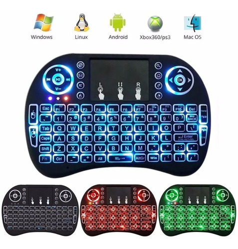 Mini Teclado Wireless Bluetooth Touchpad Sem Fio Iluminado Cor do teclado Preto