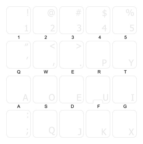 Etiqueta Teclado Simplificada Dvorak Letra Blanca Fondo