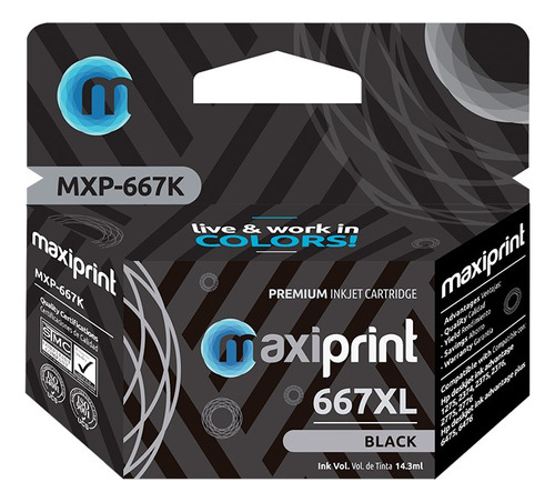 Cartucho Maxiprint Compatible Hp 667xl Negro (3ym81al)