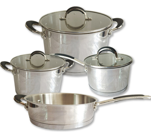 Batería Rd Royal Cook Acero Inoxidable C/tapa 7 Piezas Color Plateado