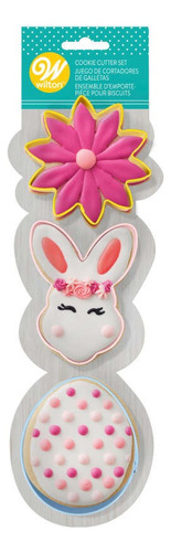 Cortador Galleta Flor Conejo Huevo Pascua Wilton Color Amarillo Rosa Azul