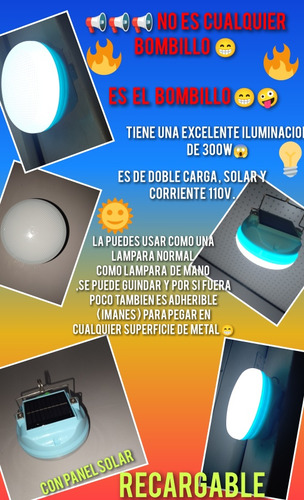 Bombillo Recargable 300w