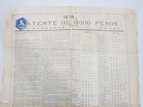 Imagen 5 de 9 de Antigua Patente 25 De Mayo 1878 Venta + Sello 3000 Mag 58064