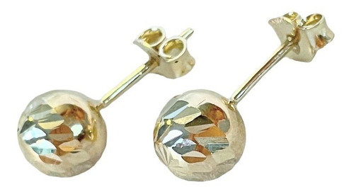 Aretes Broquel Bola Diamantada 6 Mm Oro 10k - Hestia