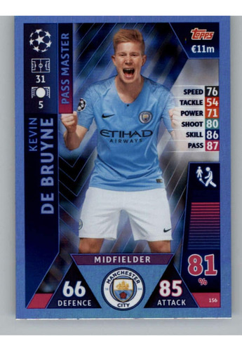 Topps Uefa Champions League Match Attax 156 Kevin De Bruyne 