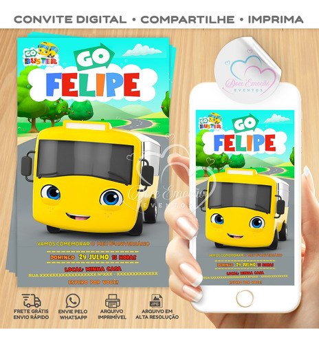 Convite Digital As Aventuras De Go Buster