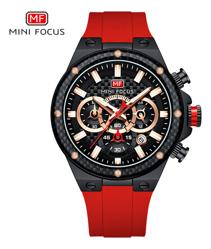 Reloj Cronógrafo De Cuarzo Luminous Mini Focus, Color De La Correa: Rojo