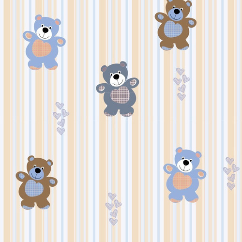 Papel De Parede Infantil Ursinhos Bebê Ursos - Ref 4411