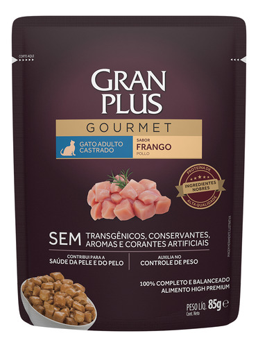 Gran Plus Gourmet Sachê Gato Ad Salmão, Frang, Ovelha 54x85g
