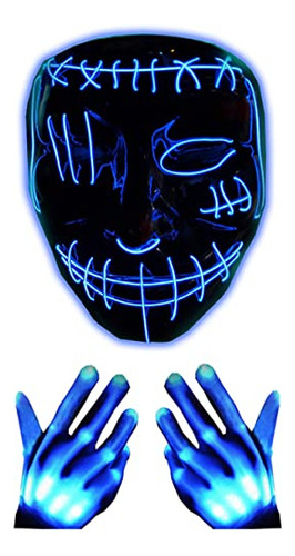 Halloween Mask Skeleton Gloves Set-led Máscara De Vklmp