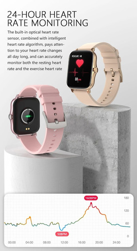 Smartwatch Colmi P8 Plus 1.69" caja de aleación de zinc pink, malla pink de silicona