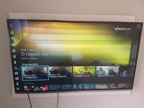 Tv Philco Ptv49f68dsw N 4k Funcionando Com Tela Quebrada.
