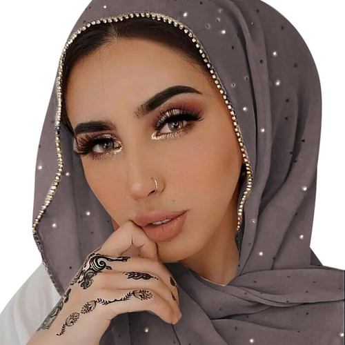 Pashmina Larga De Chiffon Suave Con Brillantes Mujer