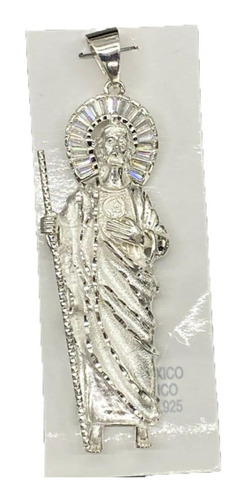 Dije San Judas Tadeo En Plata Ley925 Piedras De Zirconia Edg