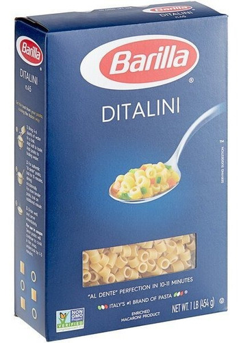 Barilla Pasta Ditalini Pasta Caja 16pcs 454 Grs