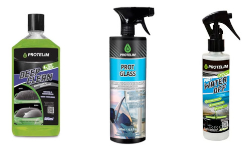 Kit Limpa E Cristaliza Deep Clean, Prot Glass E Water Off