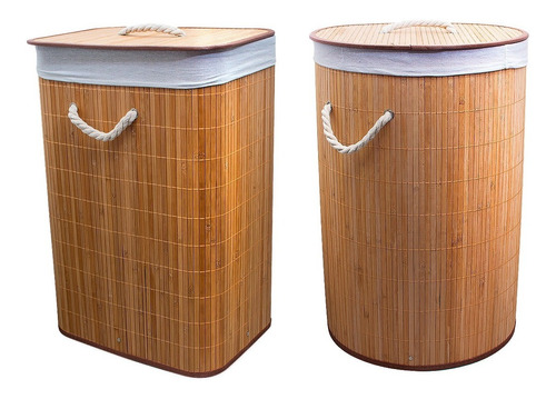 Imagen 1 de 7 de Cesto De Ropa Plegable Bambu Cestos Organizador + Tapa 