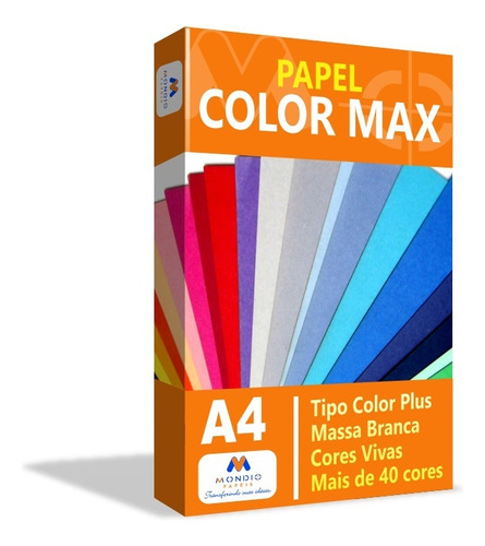 Papel Tipo Color Plus A4 - 180g/m2 Com 100 Folhas Silhouette Cor Mesclado (Informar Quant. e Cor no Ato da Compra)