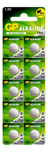 10 Pilhas Baterias Lr43 186 Alcalina Gp 01 Cartela