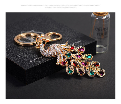Hermoso Llavero Con Diamantes De Imitación De Pavo Real Y Cr