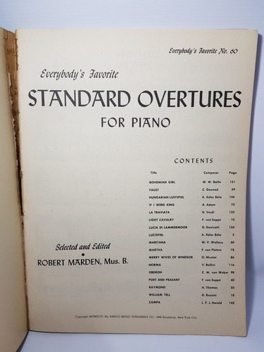 Imagen 6 de 10 de Antiguas Partituras Standard Overtures Piano N°60 Mag 56595