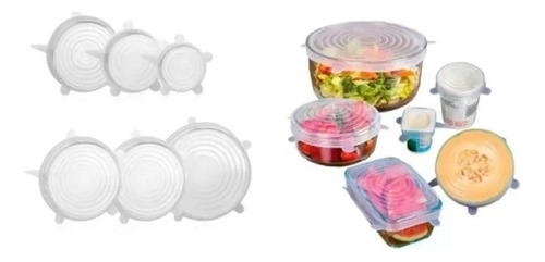 Tapas Silicona Ajustables X6 Reutilizables Herméticas Cocina