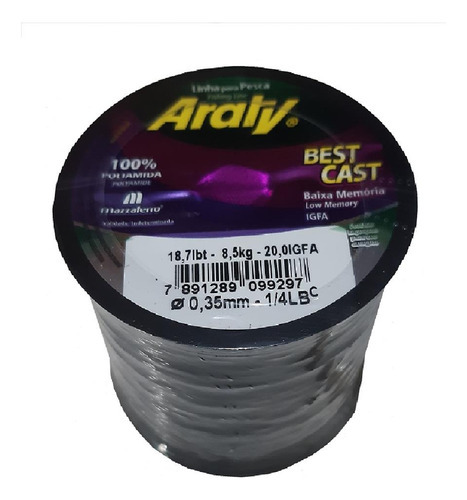 Linha Pesca Araty Best Cast 0,25 Mm Cinza 1739 M 10,8 Lbs