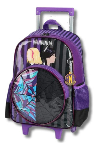 Mochila De Rodinhas Infantil Wandinha Addams - Roxo