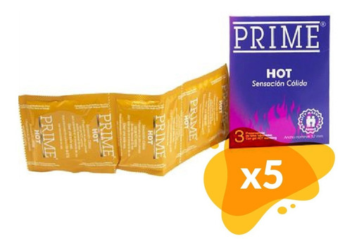 Preservativos Prime Hot Caja X3 Unidades C/u  Pack X5