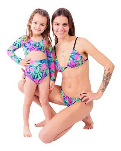 Malla Entera Niña Uv Upf50+ Miami Mangas Largas Tropical