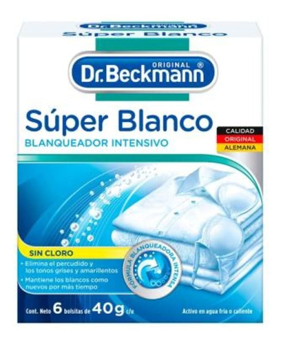 Blanqueador De Ropa Dr. Beckmann Súper Blanco 6pz De 40g C/u