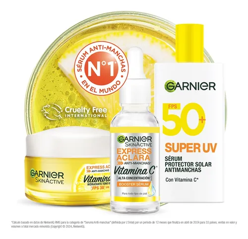 comprar Kit Garnier Express Aclara:serum, Crema, Protector Solar 50