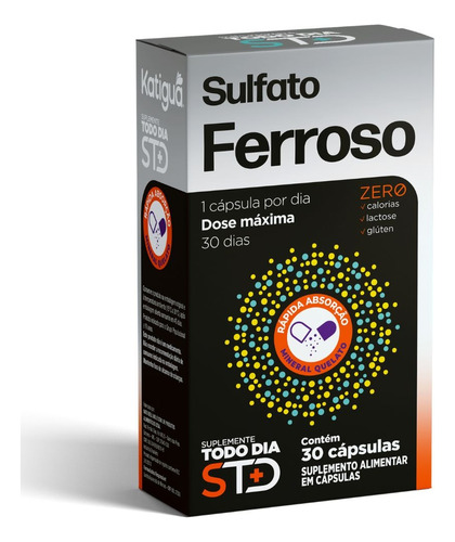Sulfato Ferroso (500mg) 30 Cápsulas - Katiguá