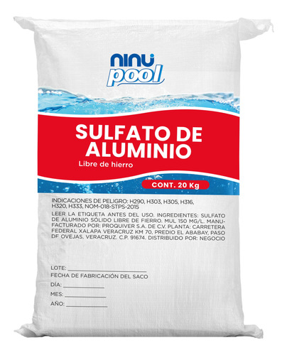  Sulfato De Aluminio Ninu Clarificador Floculante 20 Kg