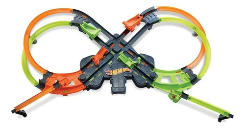 Pista Hot Wheels Mattel Carreras Mega Choques Color Verde/naranja
