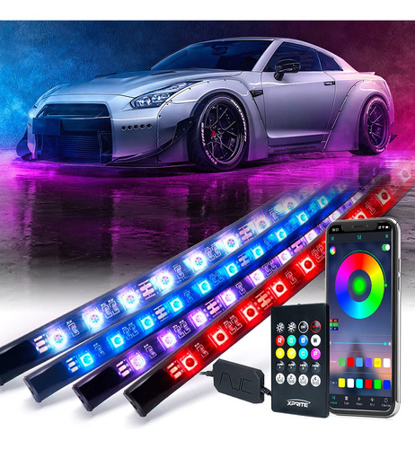 Xprite 4pcs Car Underglow Neon Accent Strip Lights Rgb 8 Col