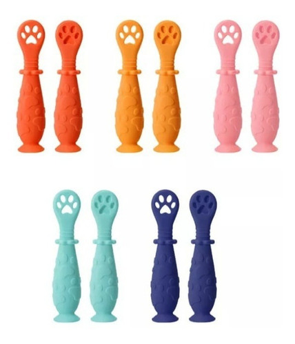 Set De Cucharas De Silicona Aprendizaje Bebé Pre-cucharas
