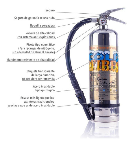 Extintor De Emergencia Cold Fire 4l Tipo A B C D K Incaduco