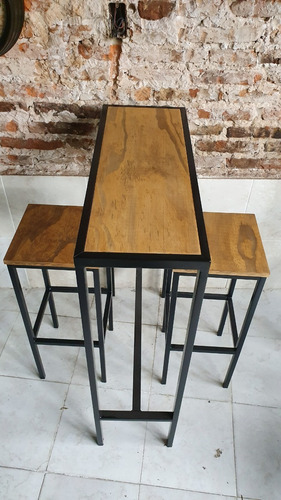 Imagen 6 de 10 de Mesa Barra Desayunador 80x30x105cm + 2 Taburetes 30x30 Bar