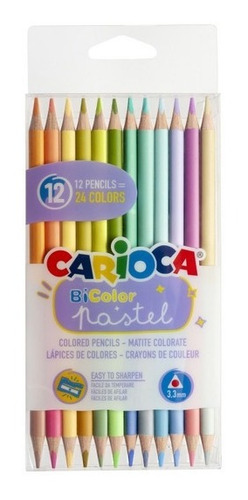 Lápices Color Carioca Pastel Bicolor X 12 Designed In Italy