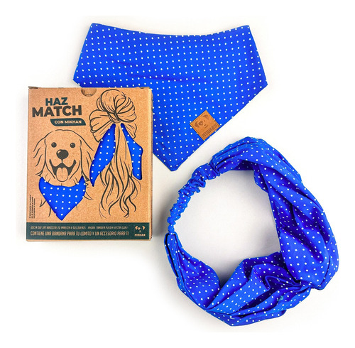 Mikhan Match Dúo Bandana Perro + Diadema Humano Lunares 2xl