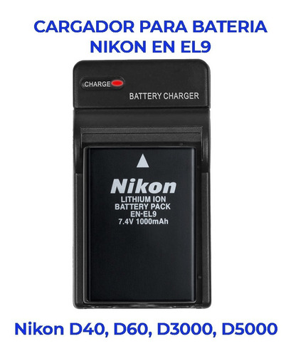 284 Cargador Baterias Nikon En-el9 D3000 D5000 D40x D60