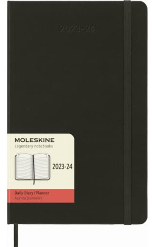 Moleskine 2023-2024 Daily Planner, 18m, Large, Black, Hard