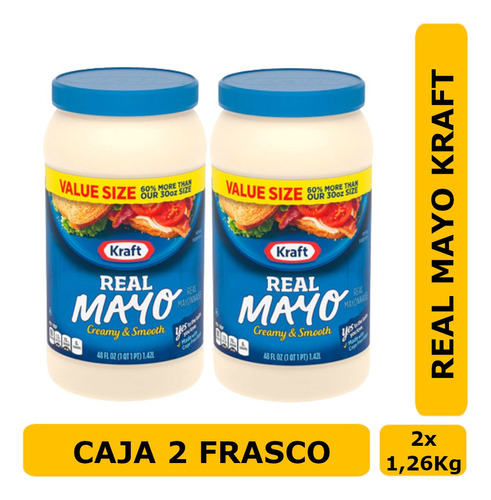 Mayonesa Kraft Real Mayo 2 Frascos 1,26 Kg