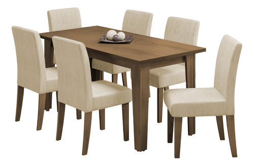 Conjunto De Mesa Sala De Jantar Miami 1,60m Cedro Cor Areia Tampa