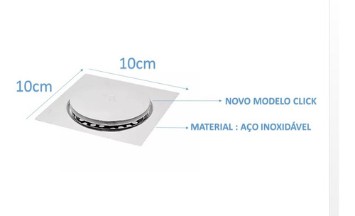 Ralo Inteligente Click Para Banheiro 10x10 Cm Inox