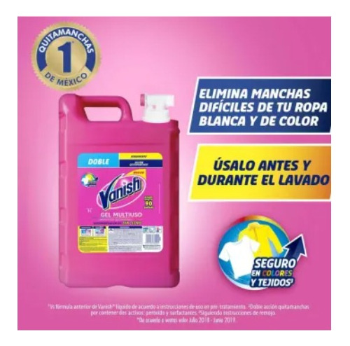 Quitamanchas En Gel Vanish Multiusos Para Ropa De Color 9 Lt