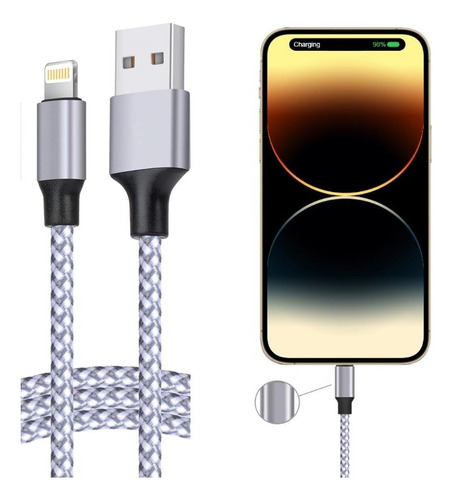 Cable iPhone Certificado Apple Mfi 6 Pies/1.8 Metros Nailon